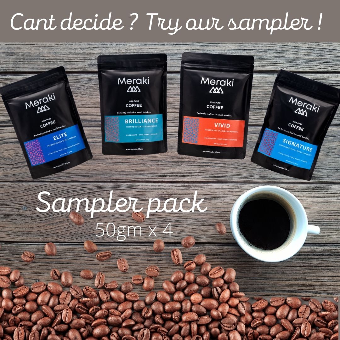 Meraki Coffee Sampler | Premium assortment with 50gm x 4 – meraki