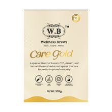 Load image into Gallery viewer, WB Care gold, premium Assam tea with twenty ayurvedic herbs and spices to boost immunity
