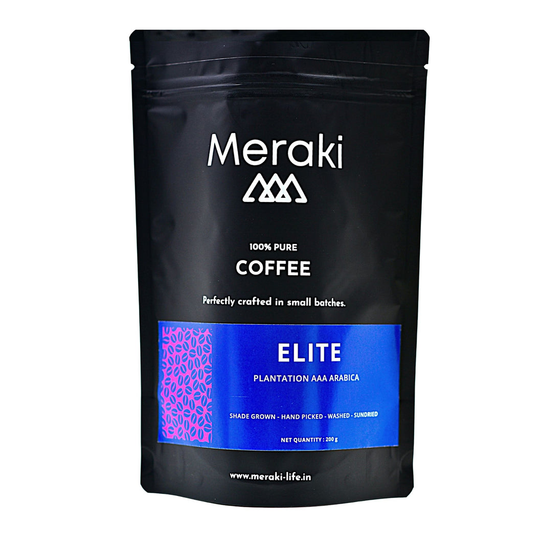 Meraki ELITE Premium Single plantation coffee from higher elevations of Coorg region
